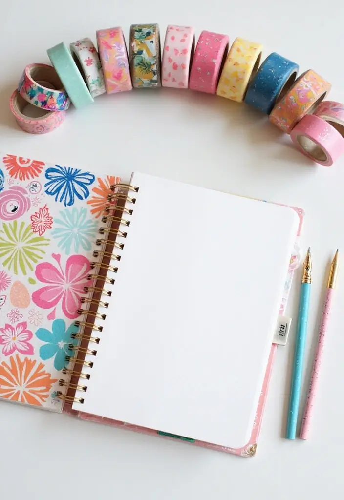 28 Journal Cover Decoration Ideas That Personalize Your Notebooks Beautifully - 8. Eco-Friendly Washi Tape