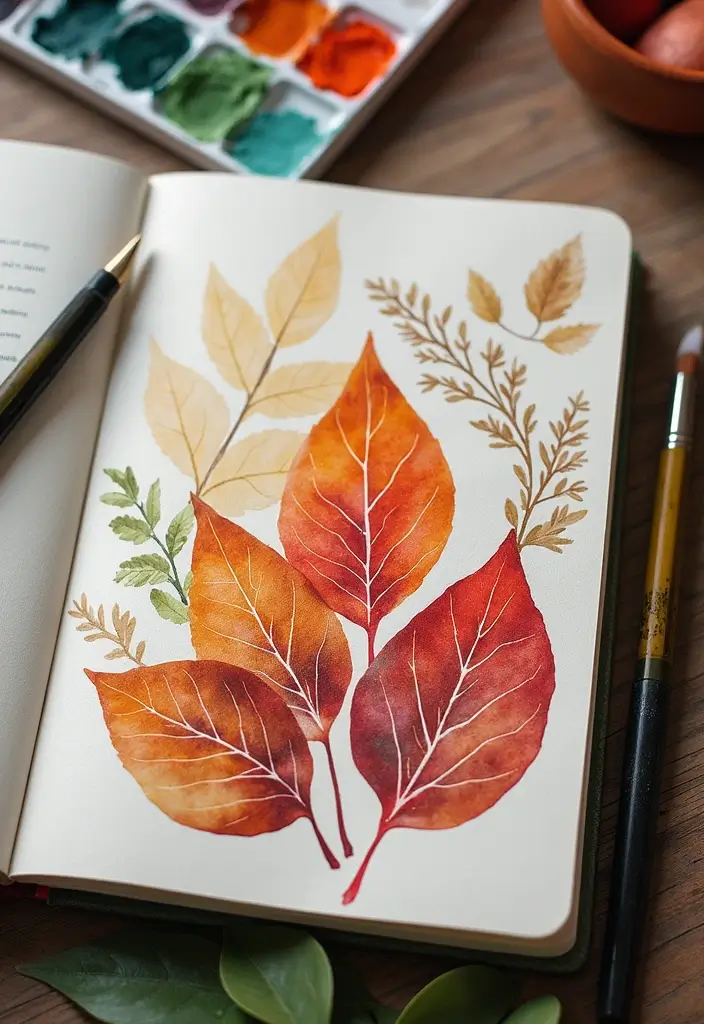 28 Journal Cover Decoration Ideas That Personalize Your Notebooks Beautifully - 9. Nature’s Prints
