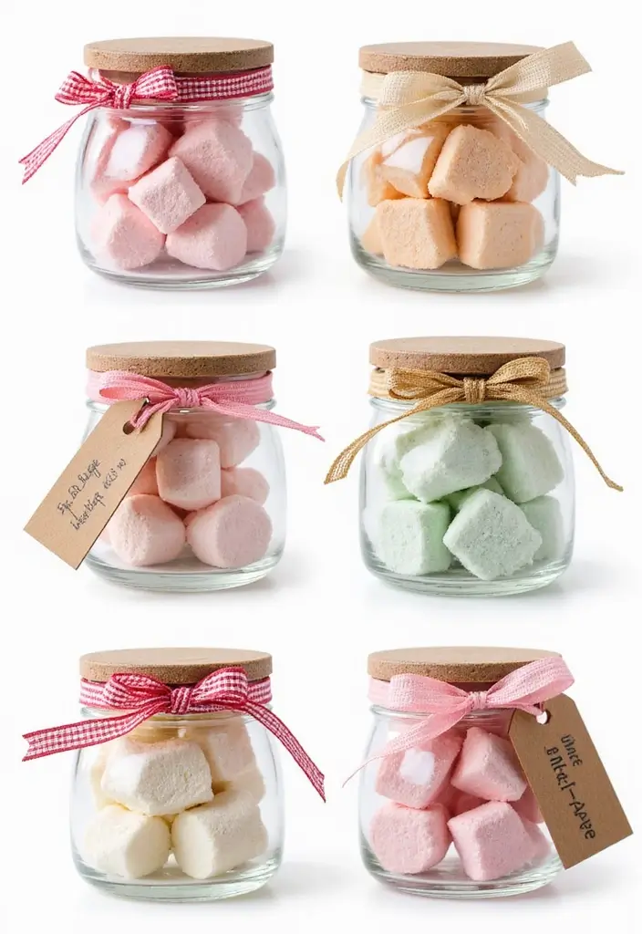 28 Marshmallow Decoration Ideas That Make Treats Fun and Decorative - 10. Mini Marshmallow Jars