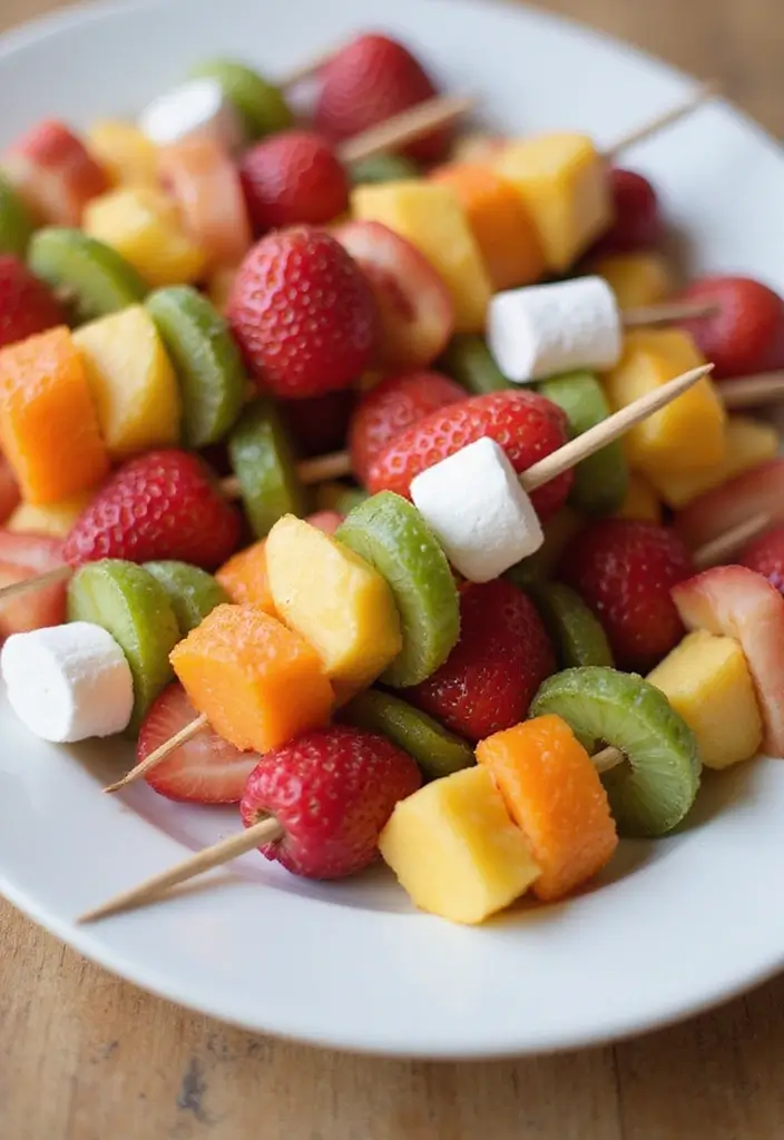 28 Marshmallow Decoration Ideas That Make Treats Fun and Decorative - 12. Marshmallow Fruit Kabobs