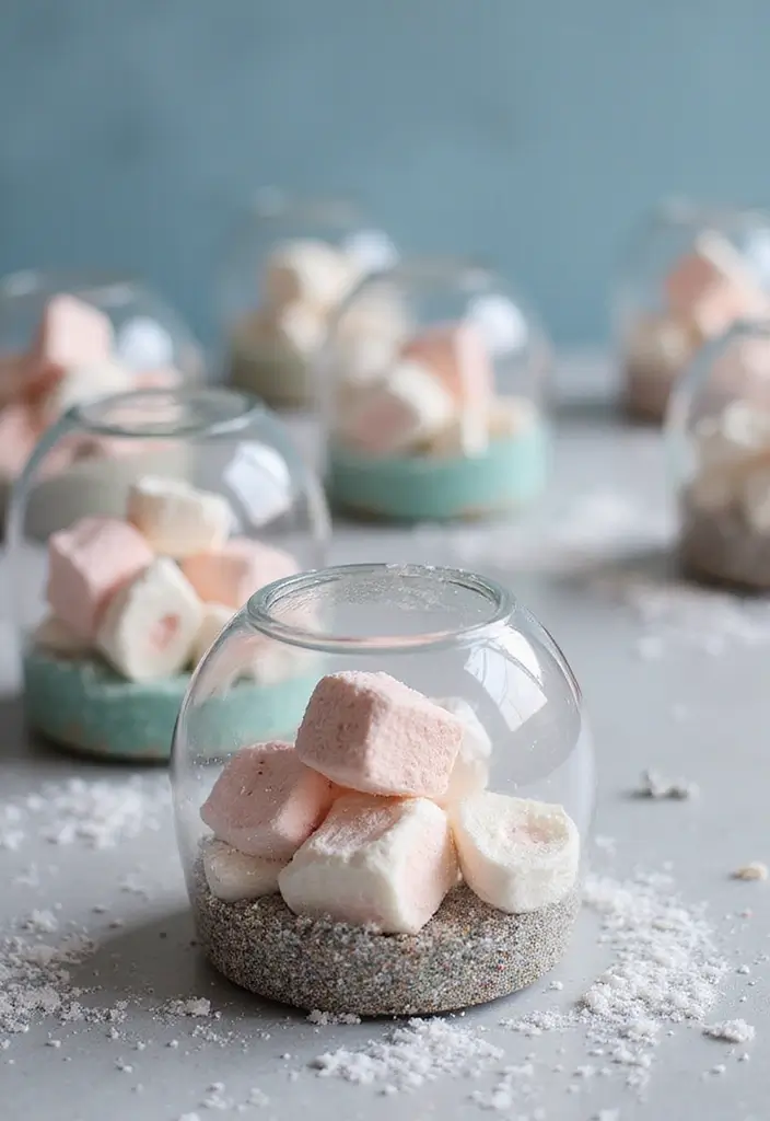 28 Marshmallow Decoration Ideas That Make Treats Fun and Decorative - 16. Marshmallow Snow Globes
