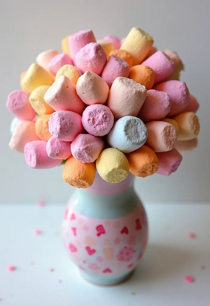 28 Marshmallow Decoration Ideas That Make Treats Fun and Decorative - 24. Marshmallow Candy Bouquets
