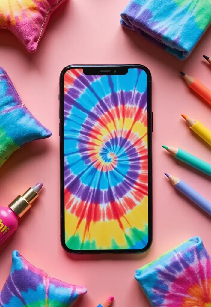 28 Mobile Cover Painting Ideas That Make Your Device Pop - 16. Tie-Dye Inspiration