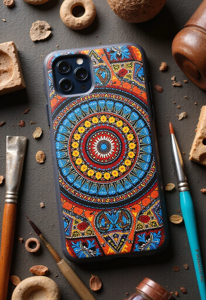 28 Mobile Cover Painting Ideas That Make Your Device Pop - 22. Cultural Patterns
