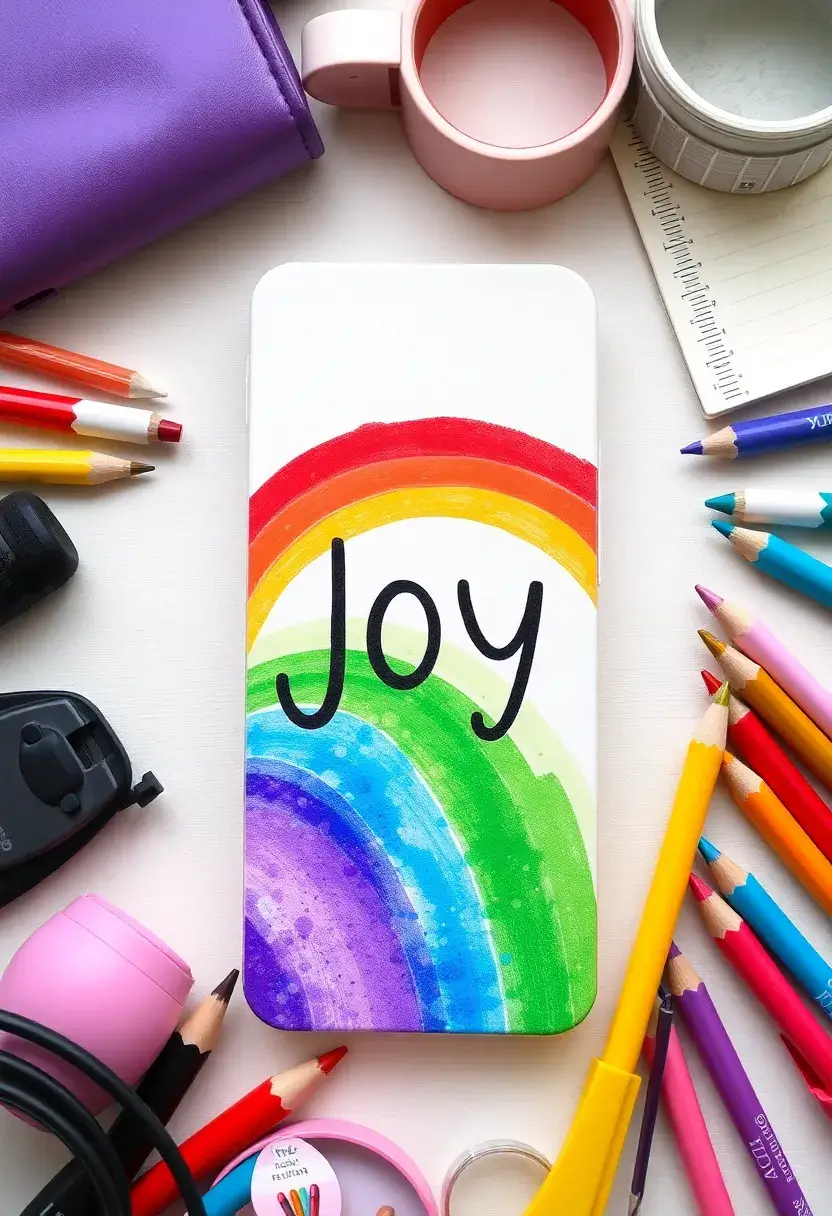 28 Mobile Cover Painting Ideas That Make Your Device Pop - 25. Rainbow Effect