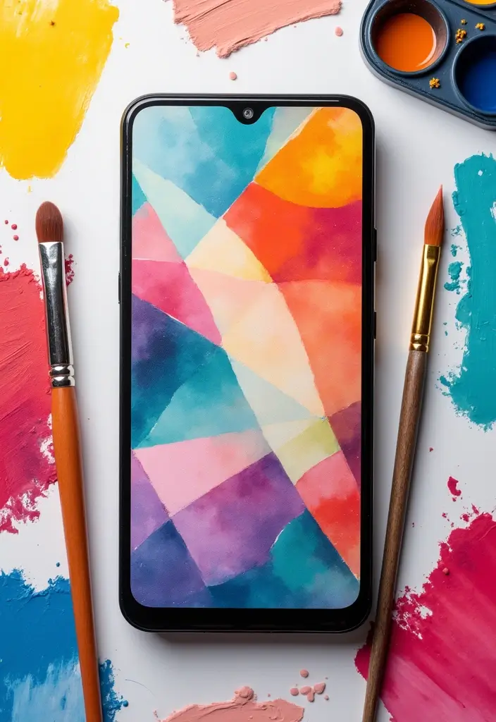 28 Mobile Cover Painting Ideas That Make Your Device Pop - 3. Geometric Designs