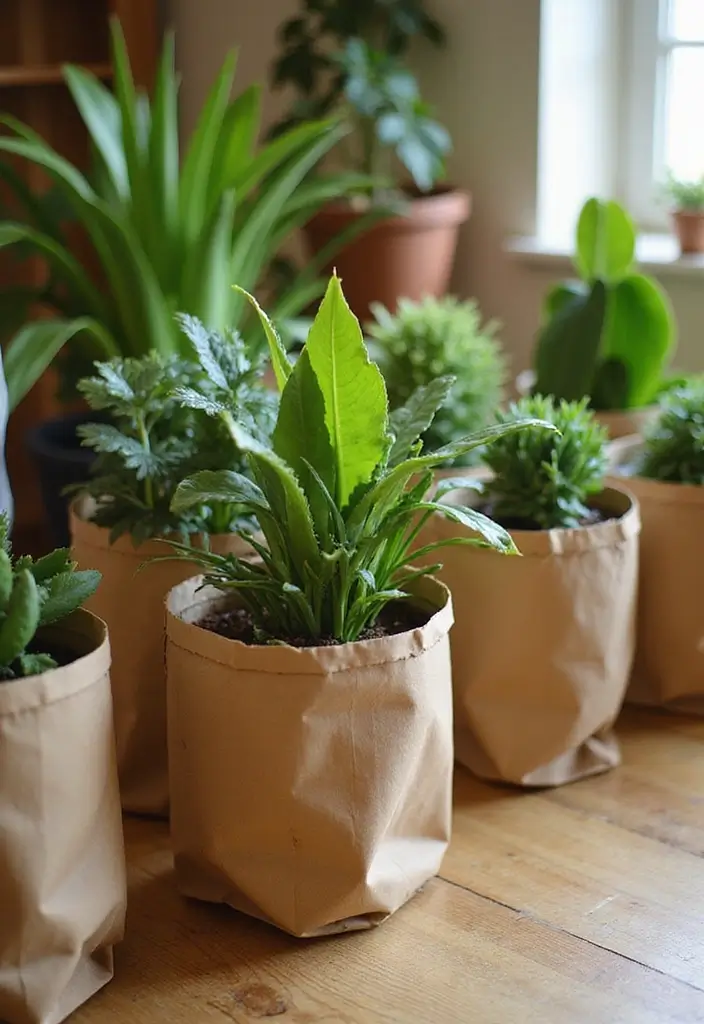 28 Paper Bag Decoration Ideas That Are Fun, Stylish, and Reusable - 1. Chic Paper Bag Planters