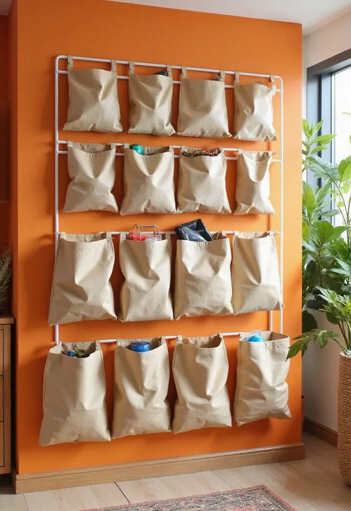 28 Paper Bag Decoration Ideas That Are Fun, Stylish, and Reusable - 11. Trendy Paper Bag Wall Organizer