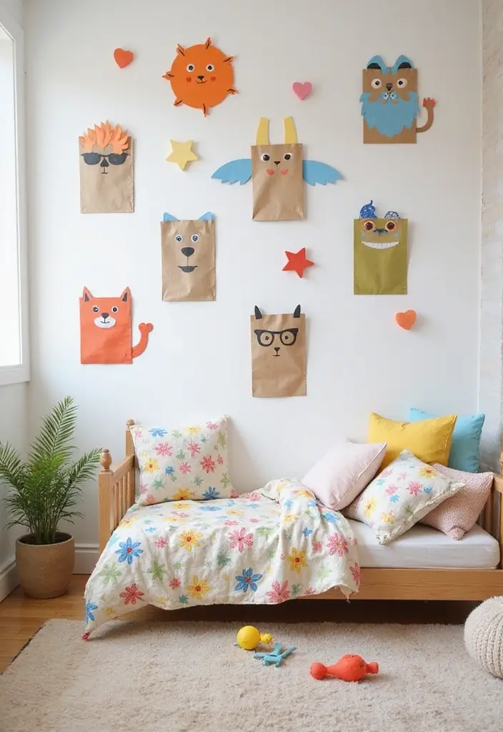 28 Paper Bag Decoration Ideas That Are Fun, Stylish, and Reusable - 12. Whimsical Paper Bag Wall Decals