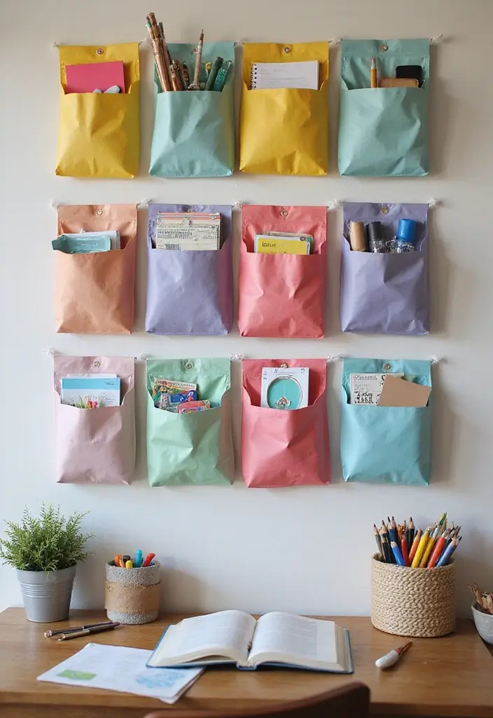 28 Paper Bag Decoration Ideas That Are Fun, Stylish, and Reusable - 17. Paper Bag Wall Pockets