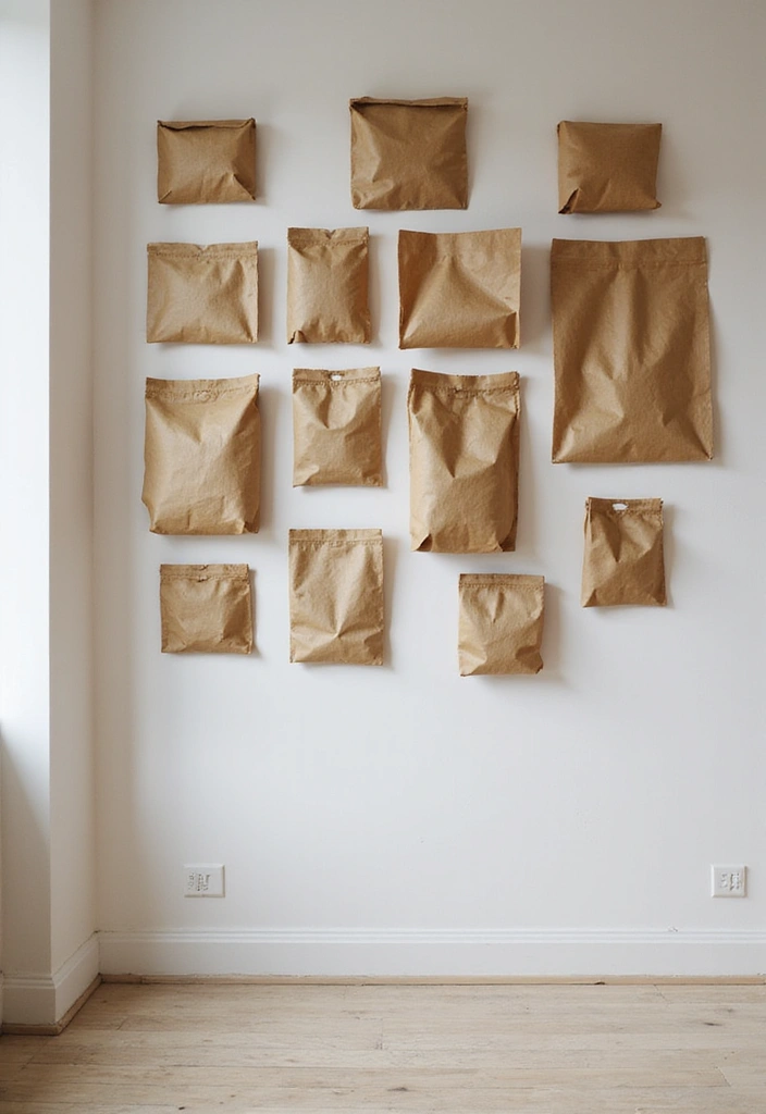 28 Paper Bag Decoration Ideas That Are Fun, Stylish, and Reusable - 20. Charming Paper Bag Wall Art