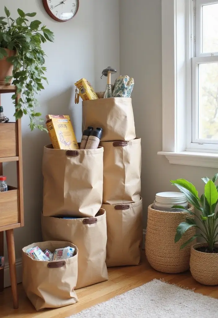 28 Paper Bag Decoration Ideas That Are Fun, Stylish, and Reusable - 4. Upcycled Paper Bag Storage Bins