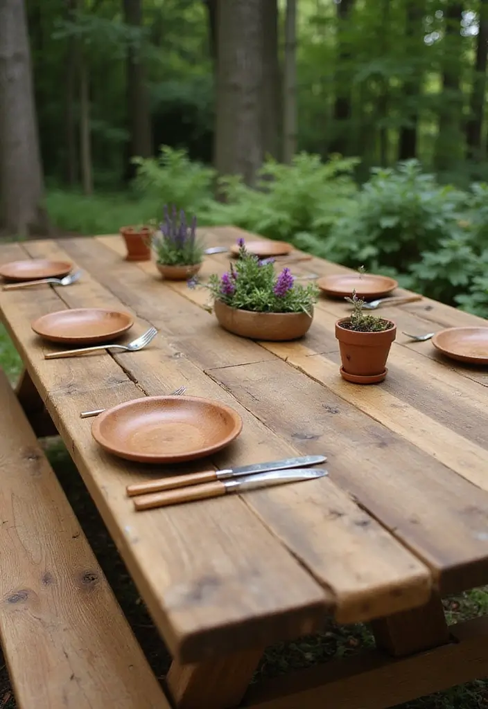 28 Picnic Table Painting Ideas That Make Outdoor Gatherings Stunning - 3. Rustic Wood Stain Finish