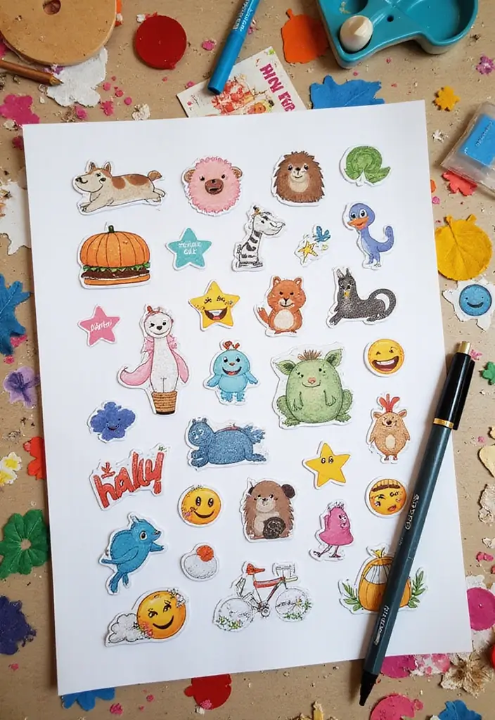 28 Project Sheet Decoration Ideas That Make School Work Fun and Pretty - 2. Sticker Fun