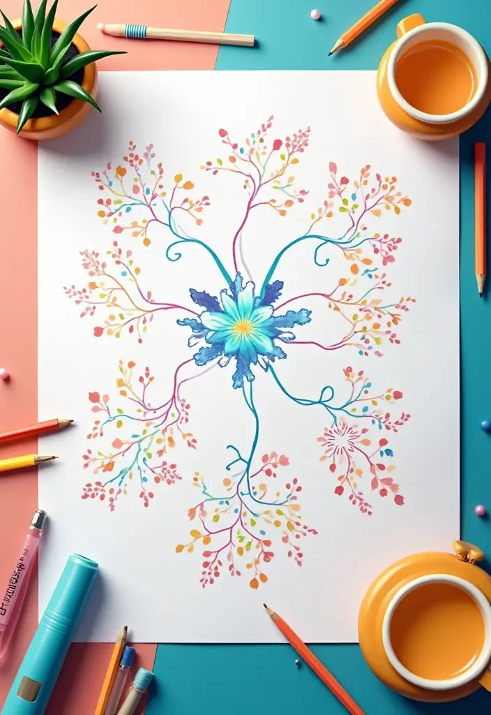 28 Project Sheet Decoration Ideas That Make School Work Fun and Pretty - 22. Mind Map Layout
