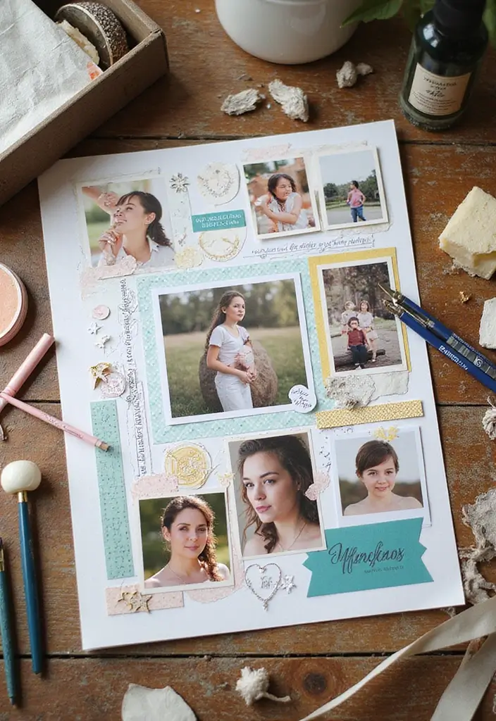 28 Project Sheet Decoration Ideas That Make School Work Fun and Pretty - 24. Scrapbook Style