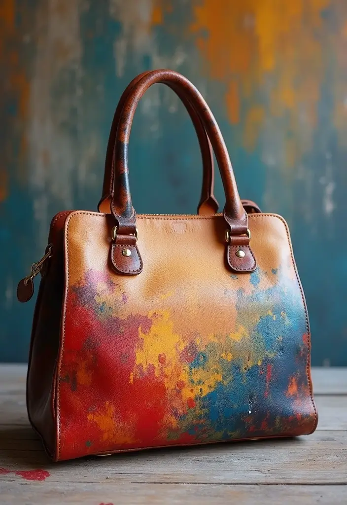 28 Purse Painting Ideas That Make Accessories Pop and Look Cute - 12. Artistic Brush Strokes