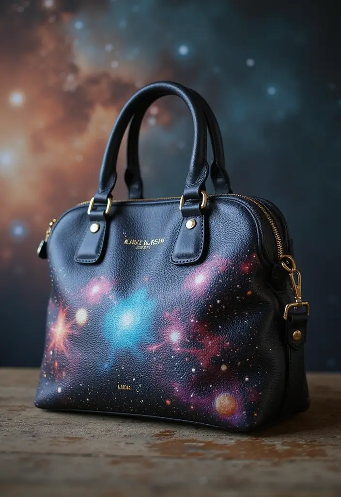 28 Purse Painting Ideas That Make Accessories Pop and Look Cute - 13. Cosmic Prints