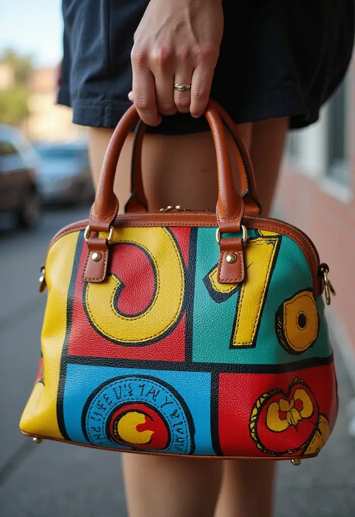 28 Purse Painting Ideas That Make Accessories Pop and Look Cute - 17. Pop Art Style