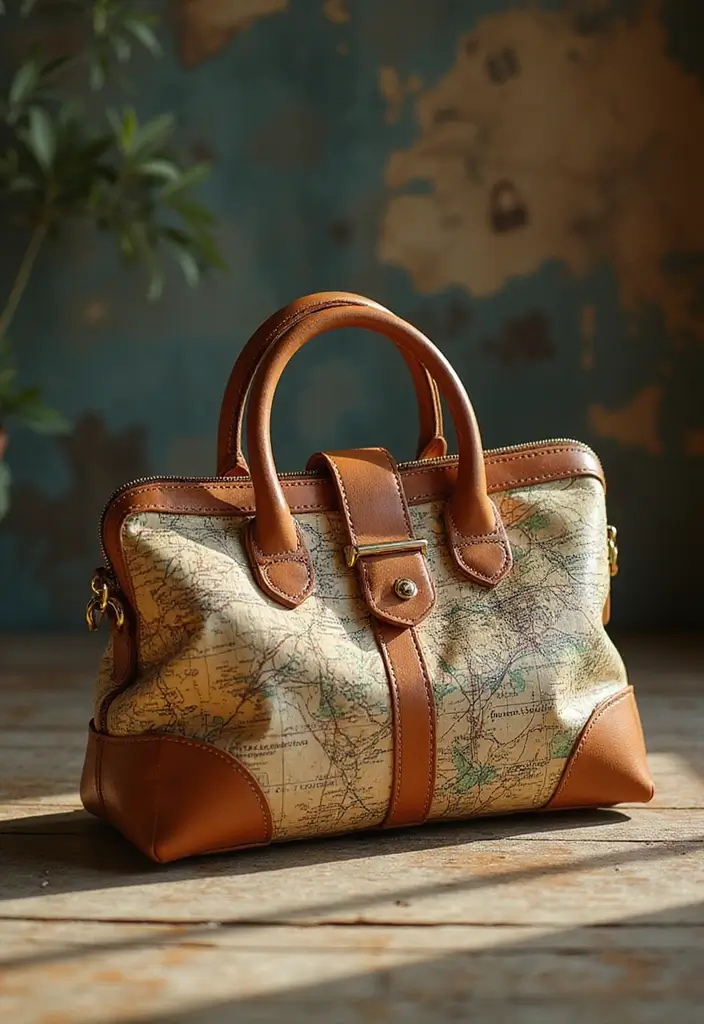 28 Purse Painting Ideas That Make Accessories Pop and Look Cute - 19. Travel-Inspired Designs