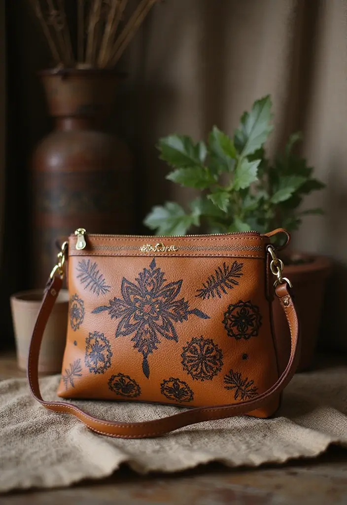 28 Purse Painting Ideas That Make Accessories Pop and Look Cute - 23. Symbolic Designs