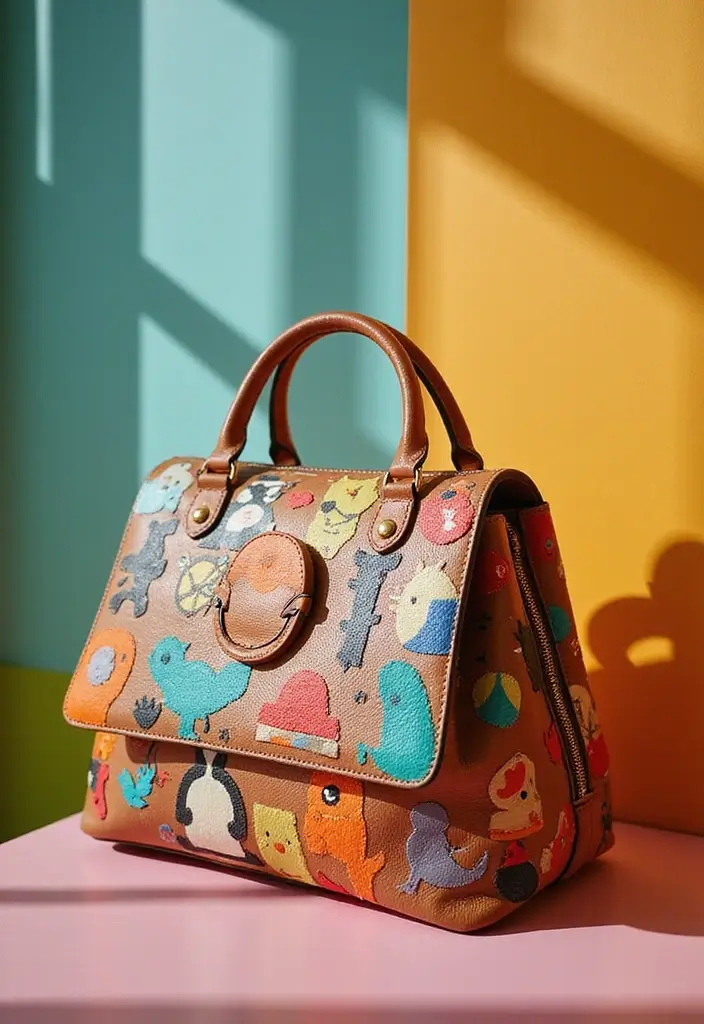 28 Purse Painting Ideas That Make Accessories Pop and Look Cute - 26. Fun Animal Characters