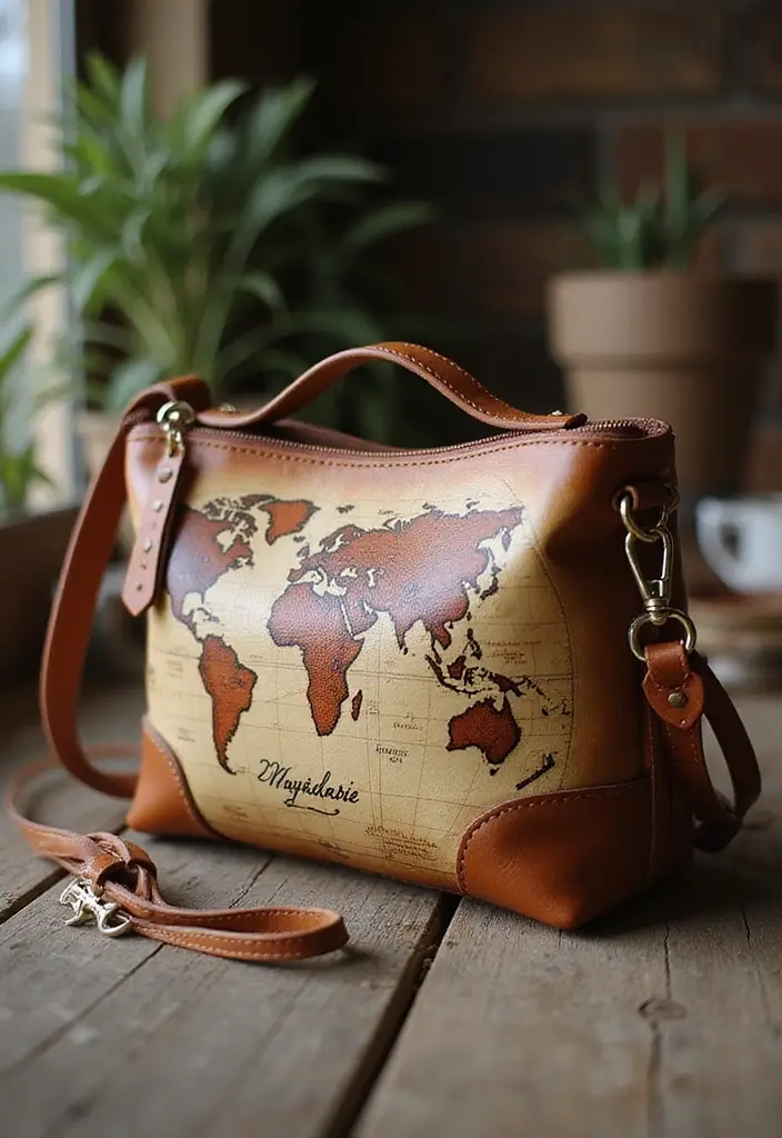 28 Purse Painting Ideas That Make Accessories Pop and Look Cute - 28. Personalized Map Designs
