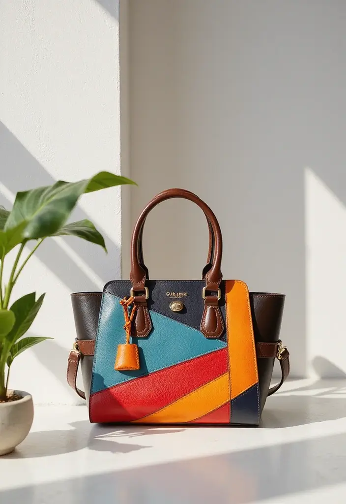 28 Purse Painting Ideas That Make Accessories Pop and Look Cute - 3. Geometric Shapes
