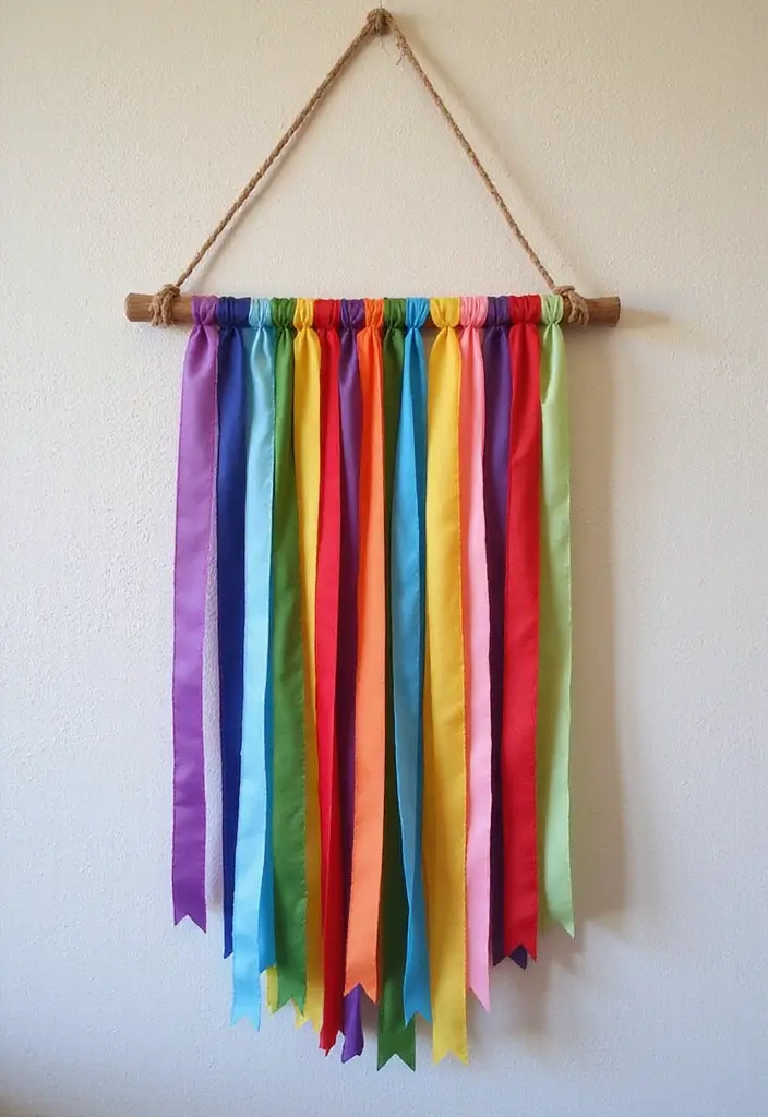 28 Ribbon Craft Ideas That Turn Simple Ribbon Into Beautiful Projects - 1. Ribbon Wall Hanging