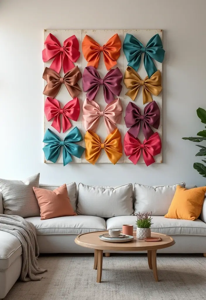 28 Ribbon Craft Ideas That Turn Simple Ribbon Into Beautiful Projects - 5. Ribbon Bow Wall Art