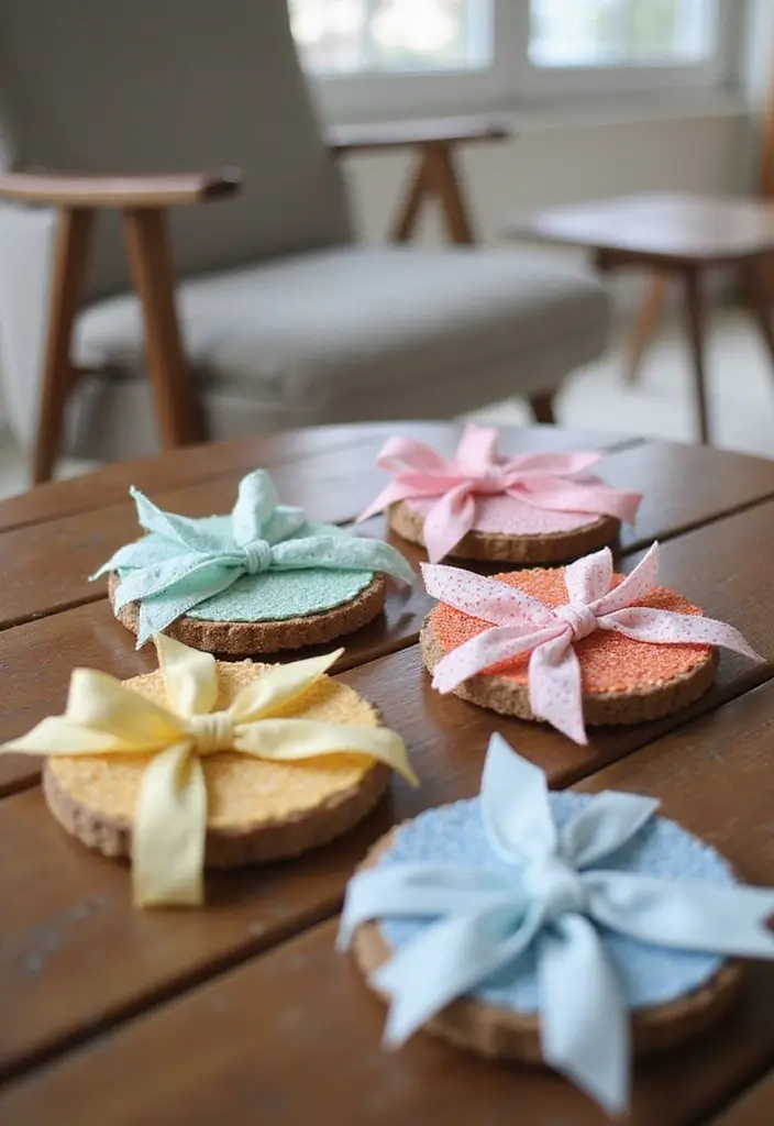 28 Ribbon Craft Ideas That Turn Simple Ribbon Into Beautiful Projects - 8. Ribbon Coasters