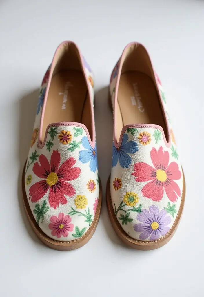 28 Shoe Painting Ideas That Instantly Upgrade Your Footwear and Stand Out - 1. Floral Elegance with Eco-Friendly Paints