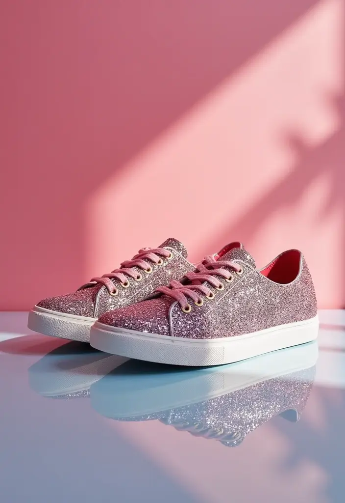 28 Shoe Painting Ideas That Instantly Upgrade Your Footwear and Stand Out - 16. Glitter Accents for a Sparkly Touch
