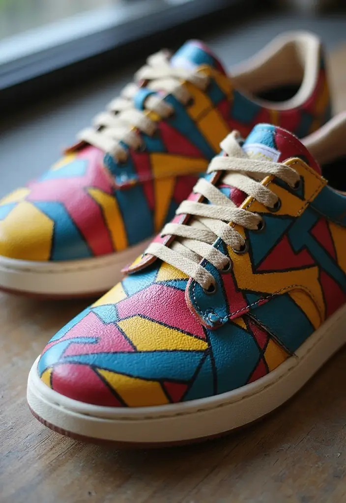 28 Shoe Painting Ideas That Instantly Upgrade Your Footwear and Stand Out - 2. Geometric Patterns for a Modern Twist