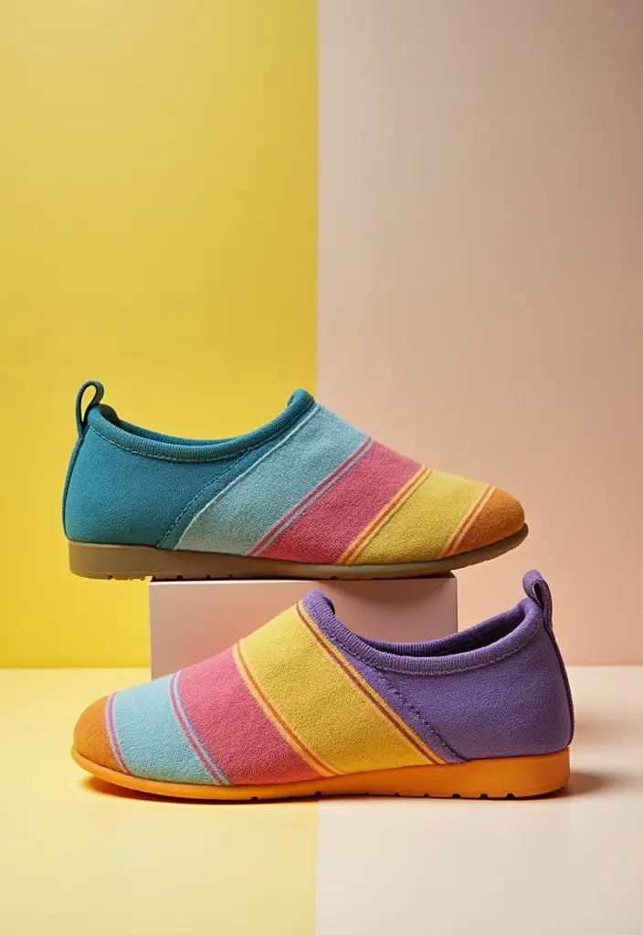 28 Shoe Painting Ideas That Instantly Upgrade Your Footwear and Stand Out - 21. Multi-Colored Stripes for a Playful Twist