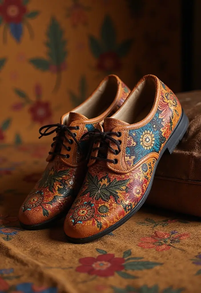 28 Shoe Painting Ideas That Instantly Upgrade Your Footwear and Stand Out - 28. Celebration of Cultural Heritage Through Footwear
