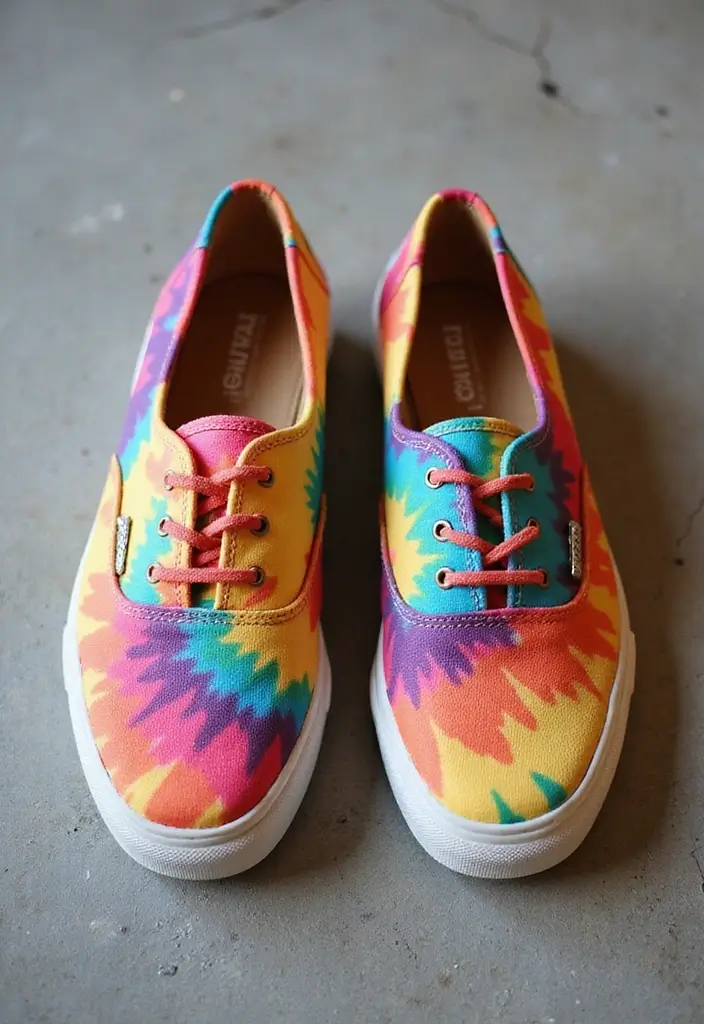 28 Shoe Painting Ideas That Instantly Upgrade Your Footwear and Stand Out - 7. Tie-Dye Techniques for a Retro Vibe