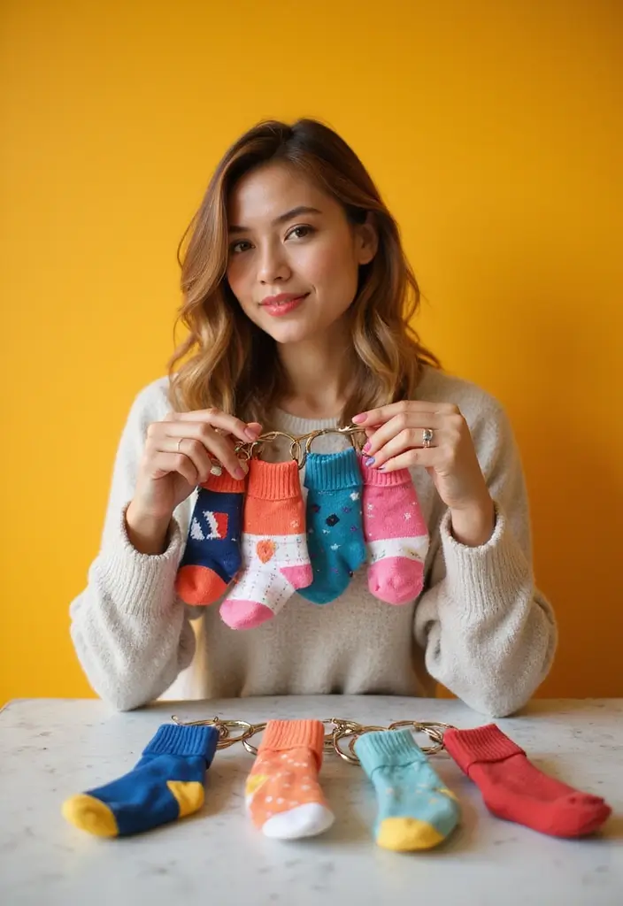 28 Socks Decoration Ideas That Turn Ordinary Socks Into Creative Fashion - 15. Sock Keychains for Fun Accessories