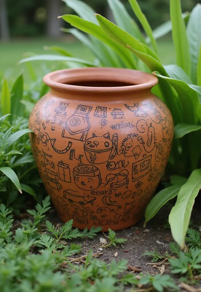 28 Terracotta Pot Painting Ideas That Bring Life and Style to Your Garden - 24. Playful Doodle Art