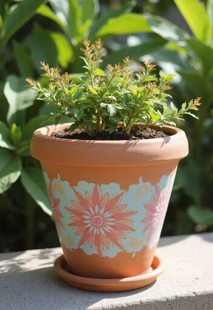 28 Terracotta Pot Painting Ideas That Bring Life and Style to Your Garden - 6. Stenciled Designs for Easy Elegance