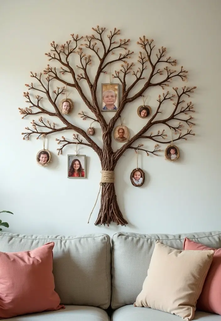 28 Thoughtful and Fun Father’s Day Craft Ideas for Home Decor - 8. Family Tree Wall Hanging
