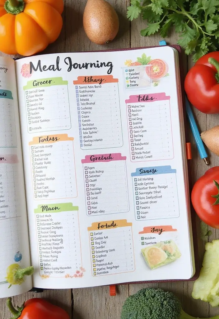 28 To Do List Journal Ideas That Make Productivity Fun and Easy - 11. Weekly Meal Planning Pages