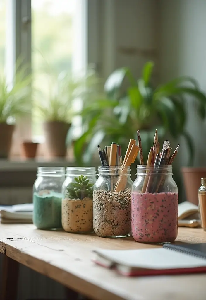 28 To Do List Journal Ideas That Make Productivity Fun and Easy - 4. Upcycled Jar Organizers
