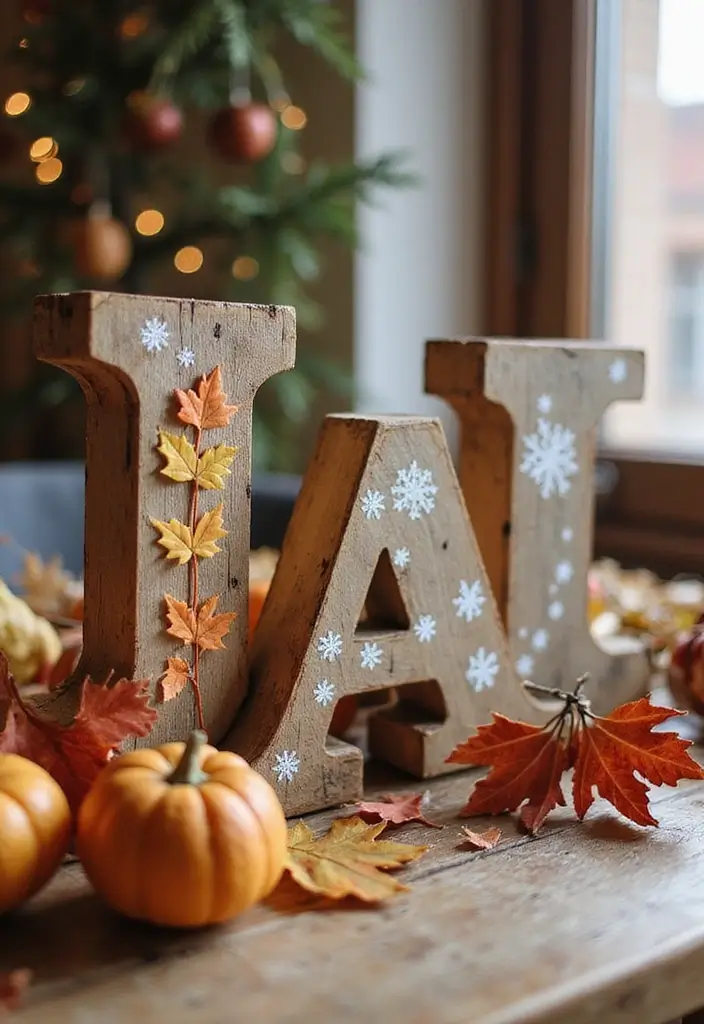 28 Wood Letter Painting Ideas That Personalize Your Space Beautifully - 10. Seasonal Themes