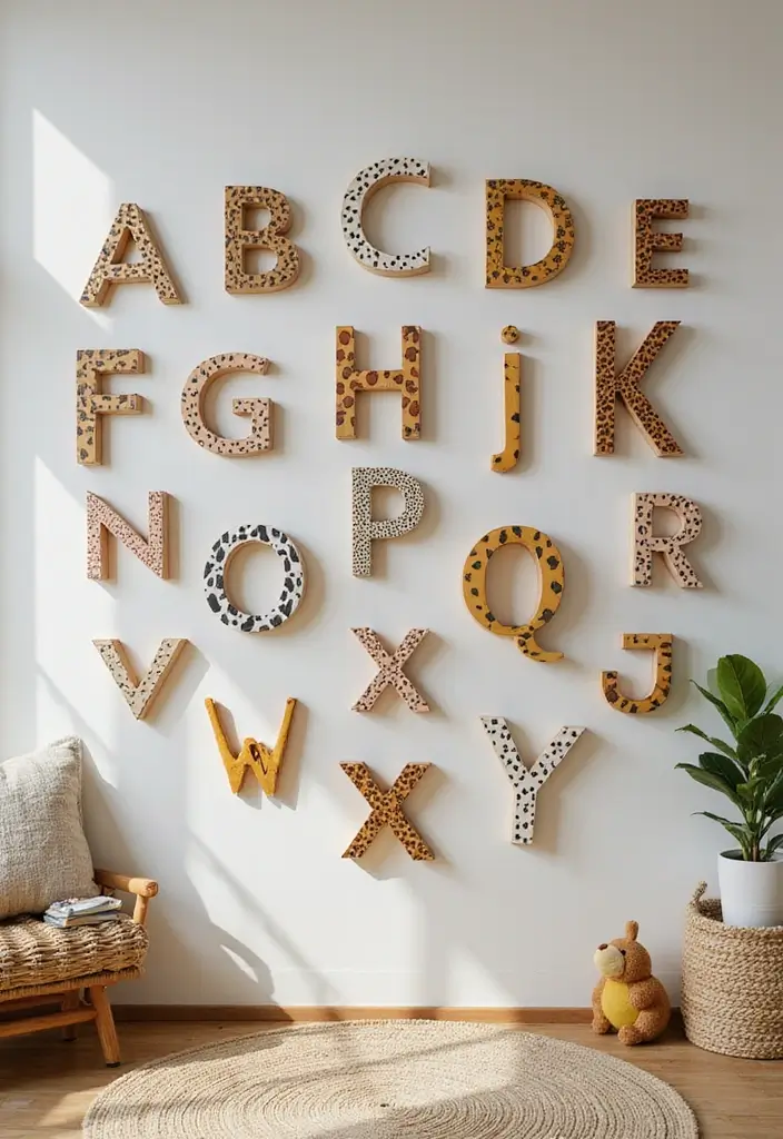28 Wood Letter Painting Ideas That Personalize Your Space Beautifully - 11. Animal Print Inspiration