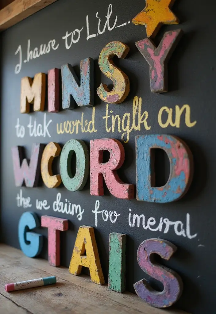 28 Wood Letter Painting Ideas That Personalize Your Space Beautifully - 13. Chalkboard Finish