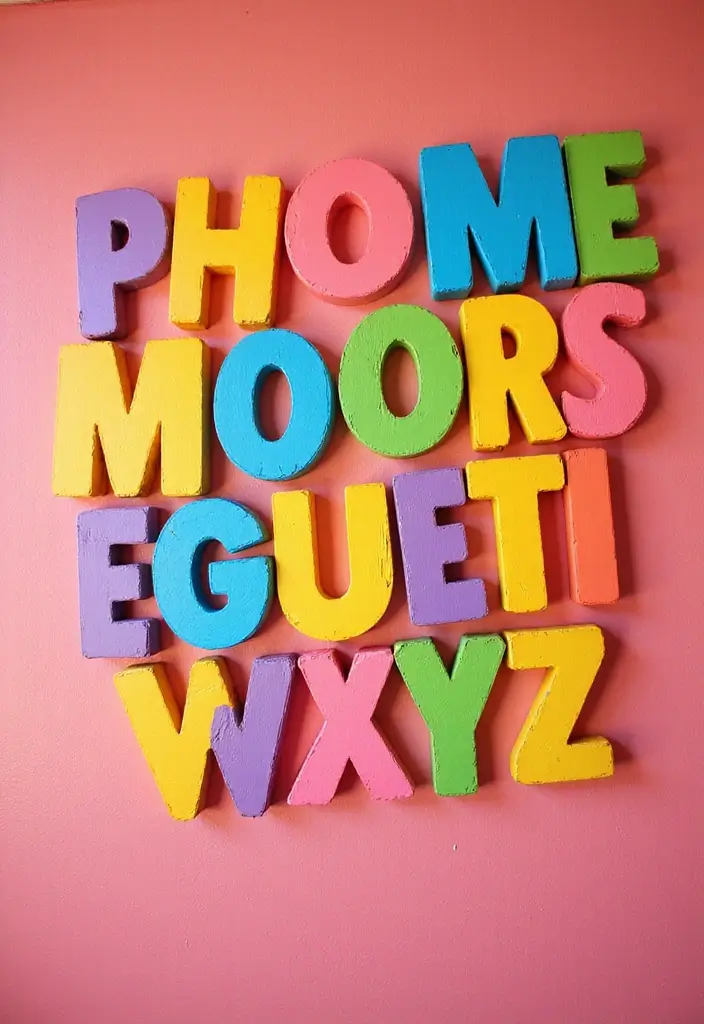 28 Wood Letter Painting Ideas That Personalize Your Space Beautifully - 14. Bright Neon Hues
