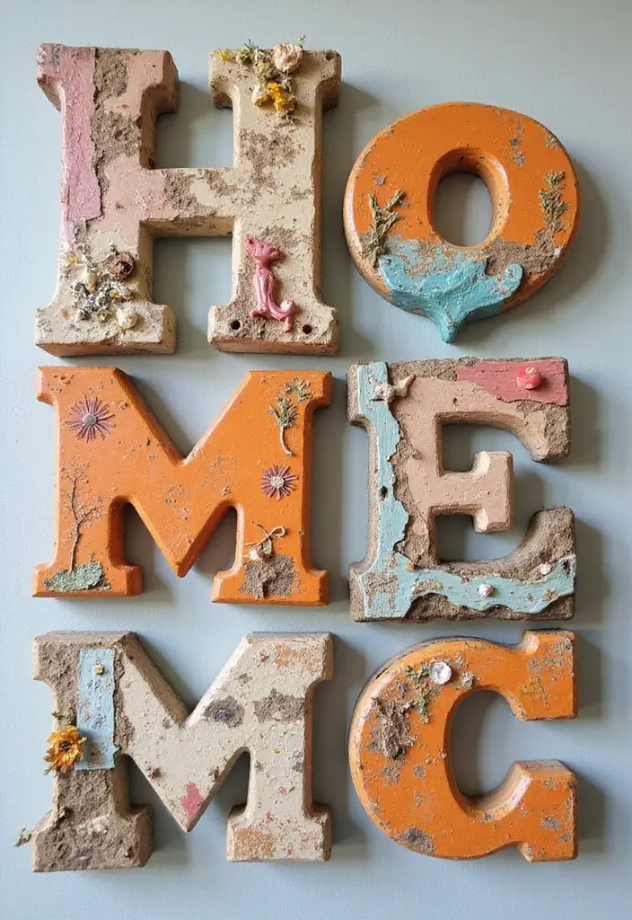28 Wood Letter Painting Ideas That Personalize Your Space Beautifully - 17. Mixed Media Art