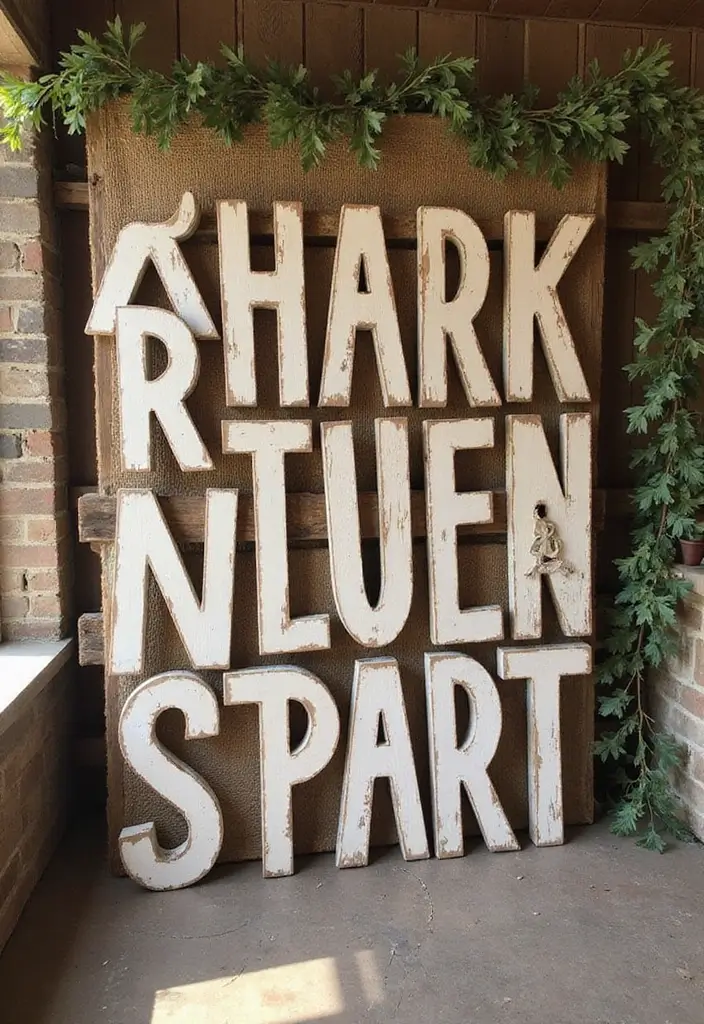 28 Wood Letter Painting Ideas That Personalize Your Space Beautifully - 2. Rustic Farmhouse Charm