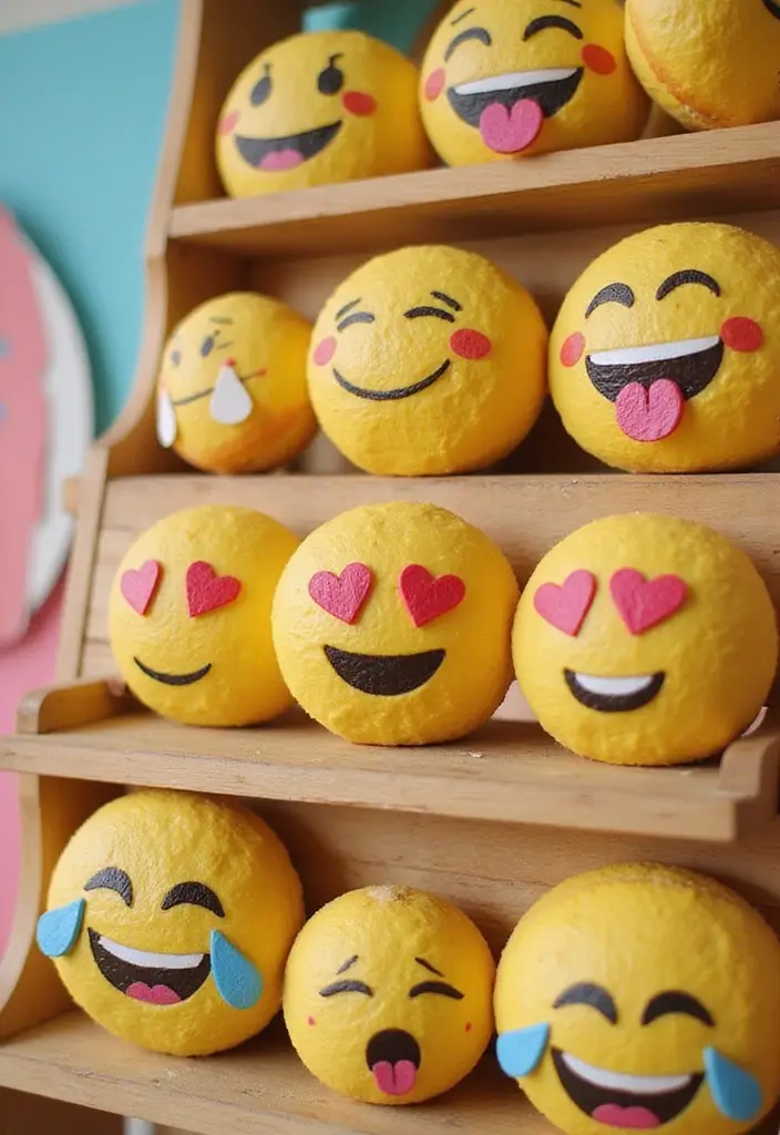 28 Wood Letter Painting Ideas That Personalize Your Space Beautifully - 22. Emoji-Inspired Letters